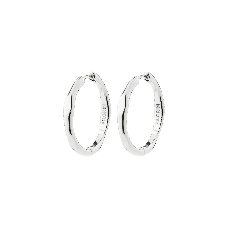 Silver hoop earrings on a white background