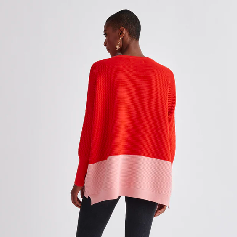 Paisie jack jumper in red and pink block