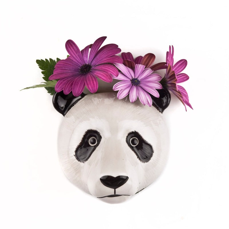 Panda Wall vase with purple flowers