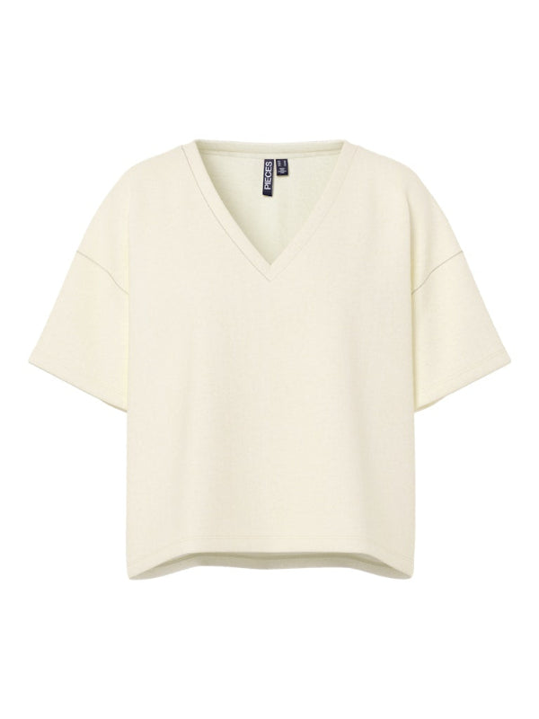 White blouse with a V-neck on a white background