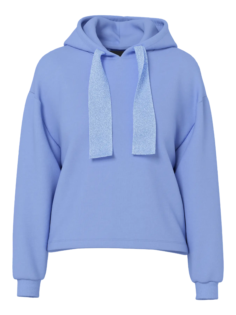 Pieces Chilli Glitter Hoodie Hydrangea Blue