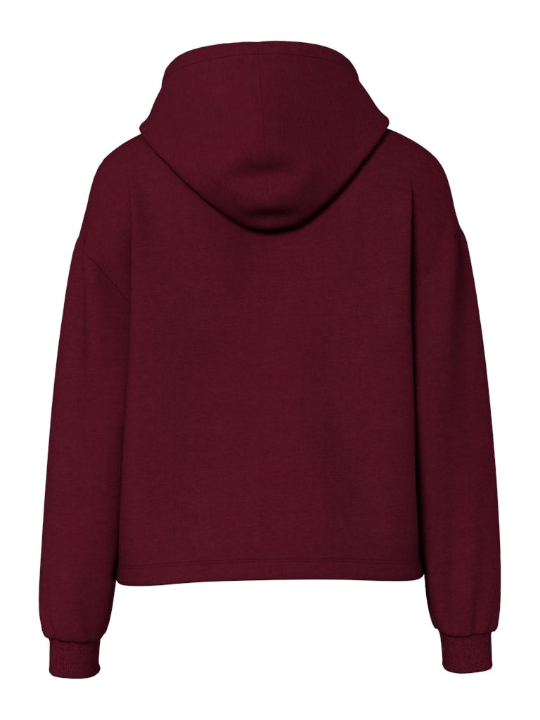 Pieces Chilli Women's Cropped Hoodie Tawny Port back view