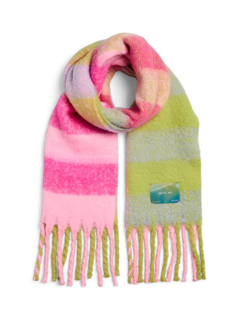 Pieces Jina Long Scarf-Pink Glo/Check
