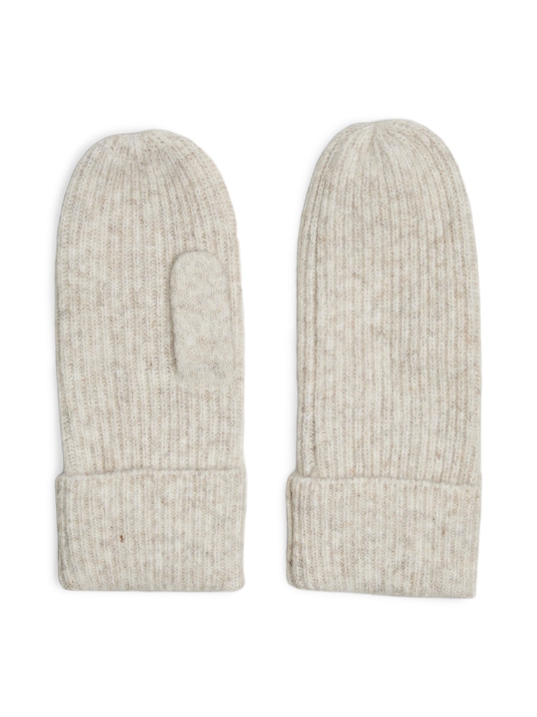 Pieces Moella Mittens-Grey/WHitecap