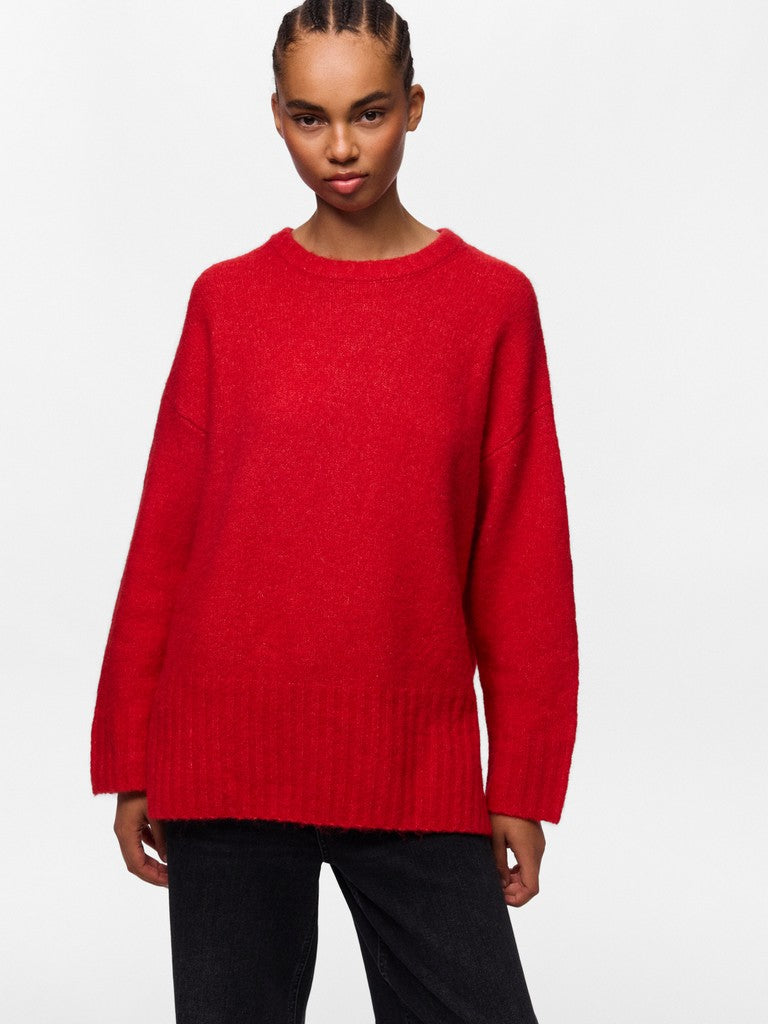 Pieces Tina Jumper Red on Model
