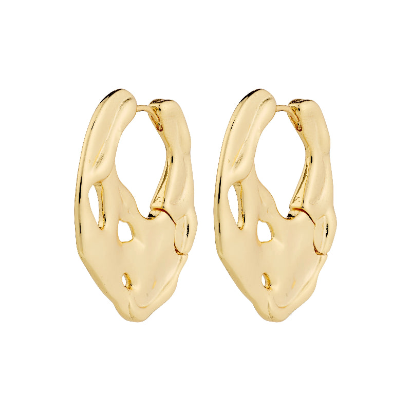 gold earrings on white background
