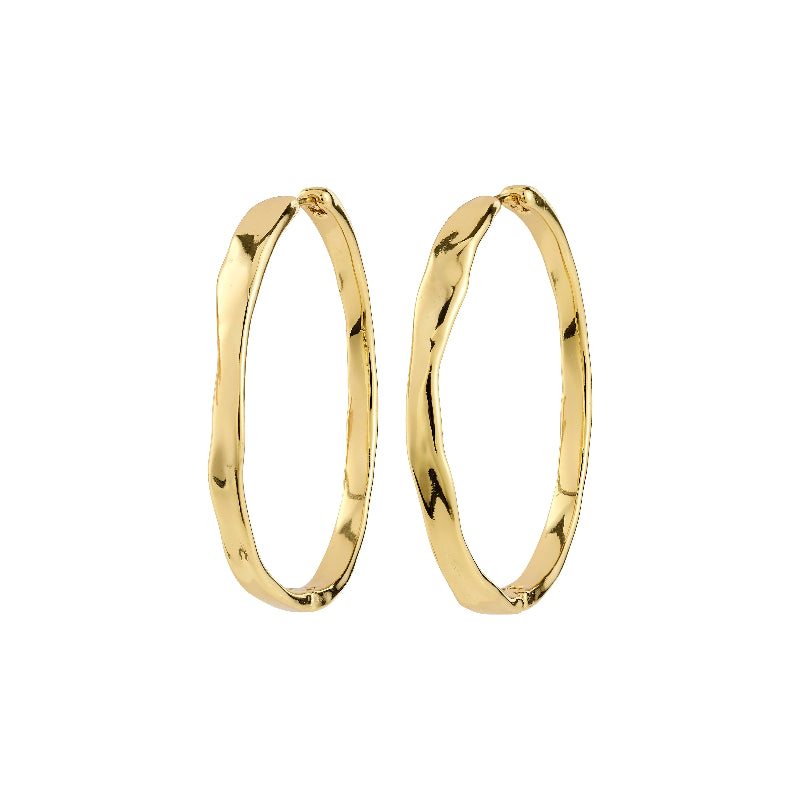 Gold hoop earrings on a white background