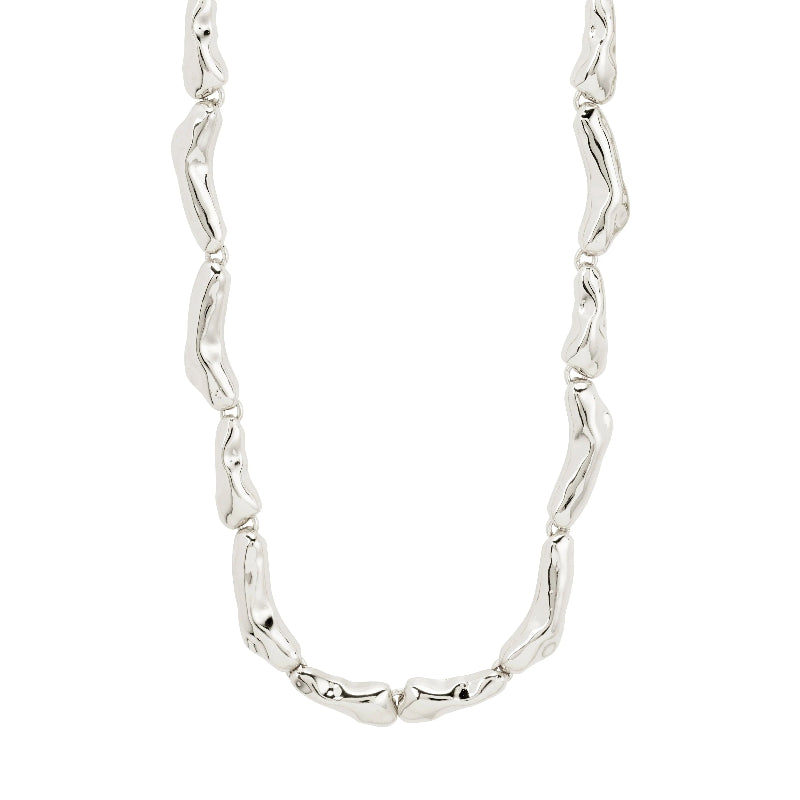 Silver necklace on a white background