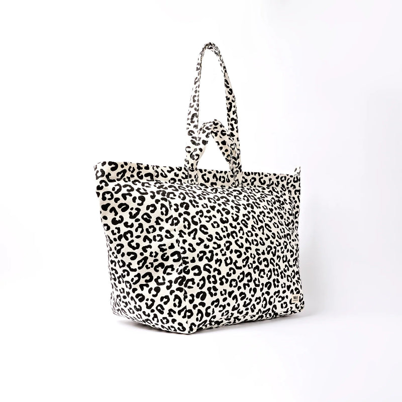 Roka Marylebone large tote bag Leopard print tote bag on a white background