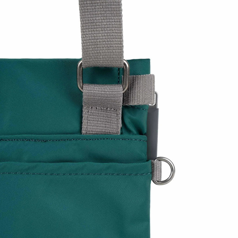 Roka Stratford Bag Recycled Nylon Teal strap detail