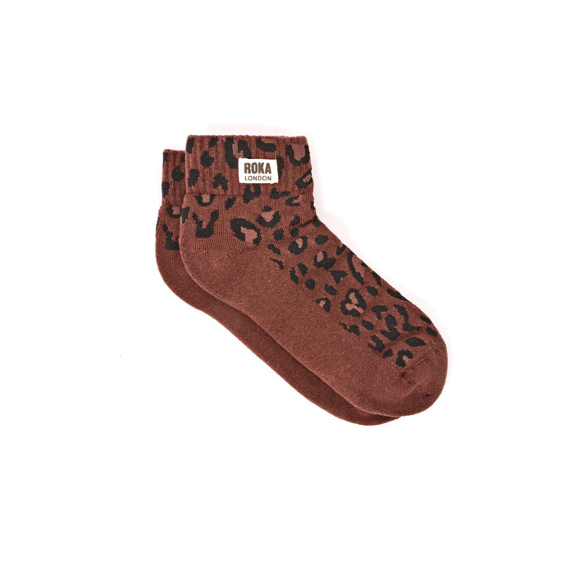 Brown ankle socks on a white background