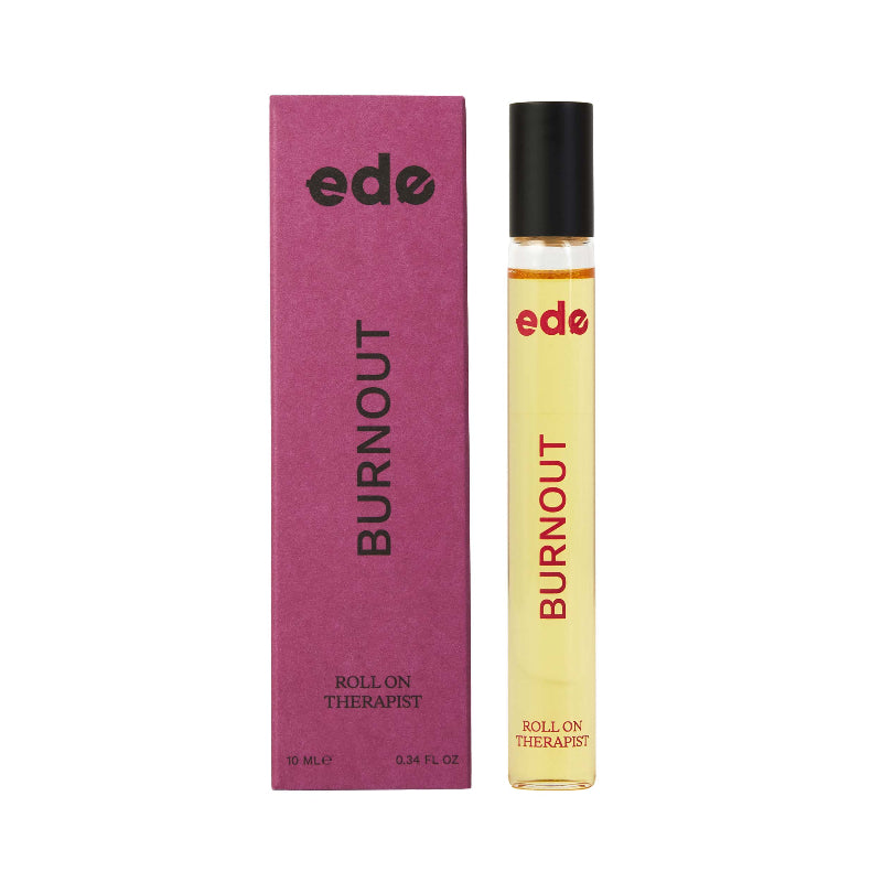 Ede Burnout roll-on therapist product with packaging on a white background