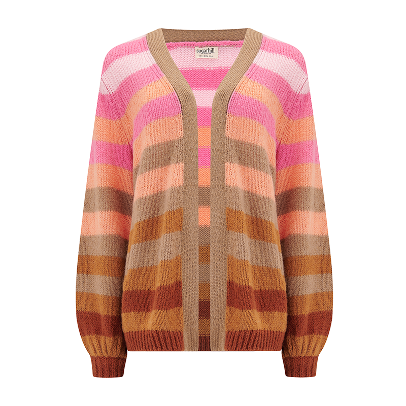 Sugarhill Yvette Cardigan-Multi Ombre Stripe