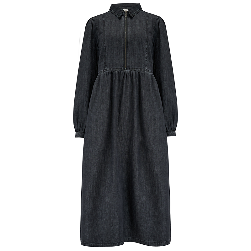 Sugarhill SUGARHILL Kirsty Midi Smock Dress-Washed Black