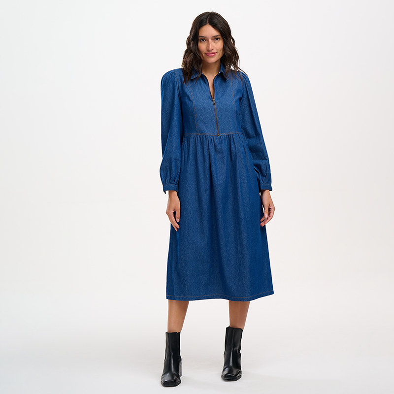 Sugarhill Kirsty Midi Smock Dress DENIM