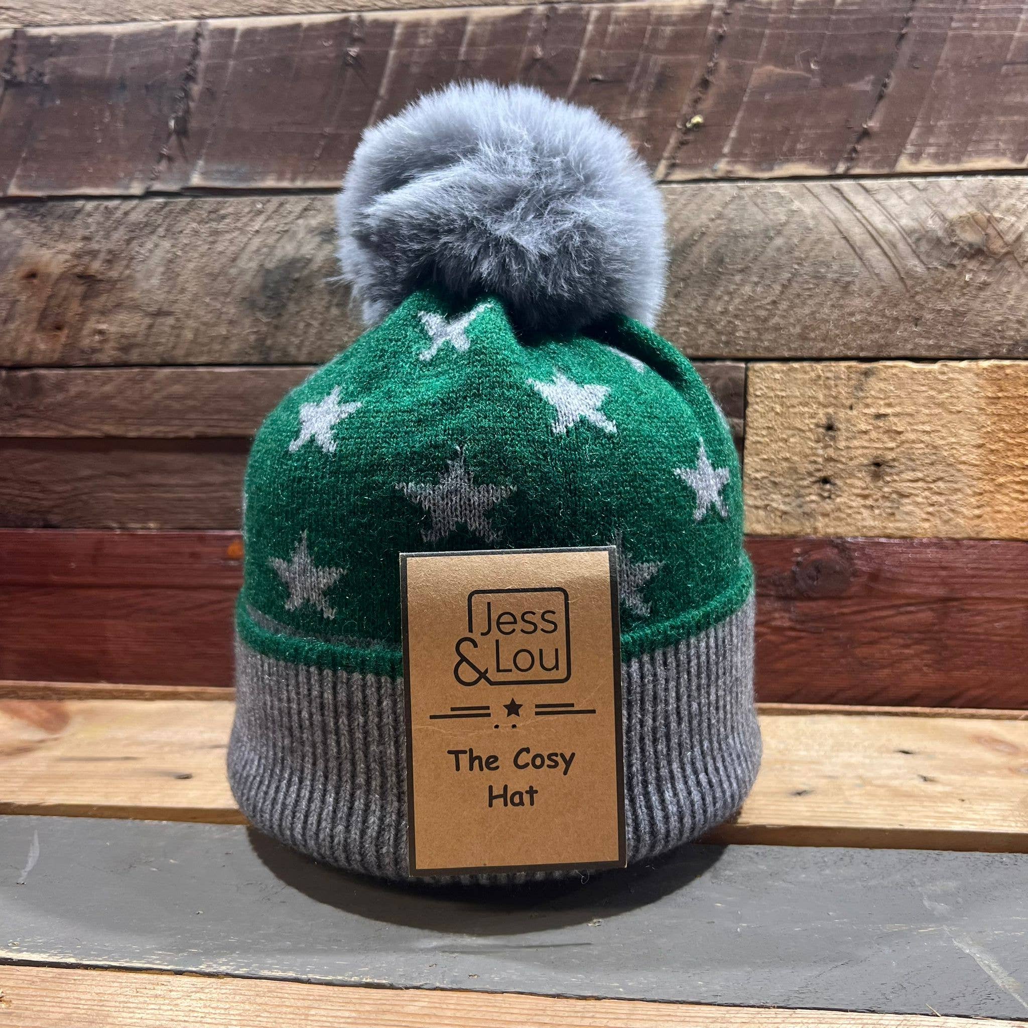 Star Cosy Bobble Hat Green