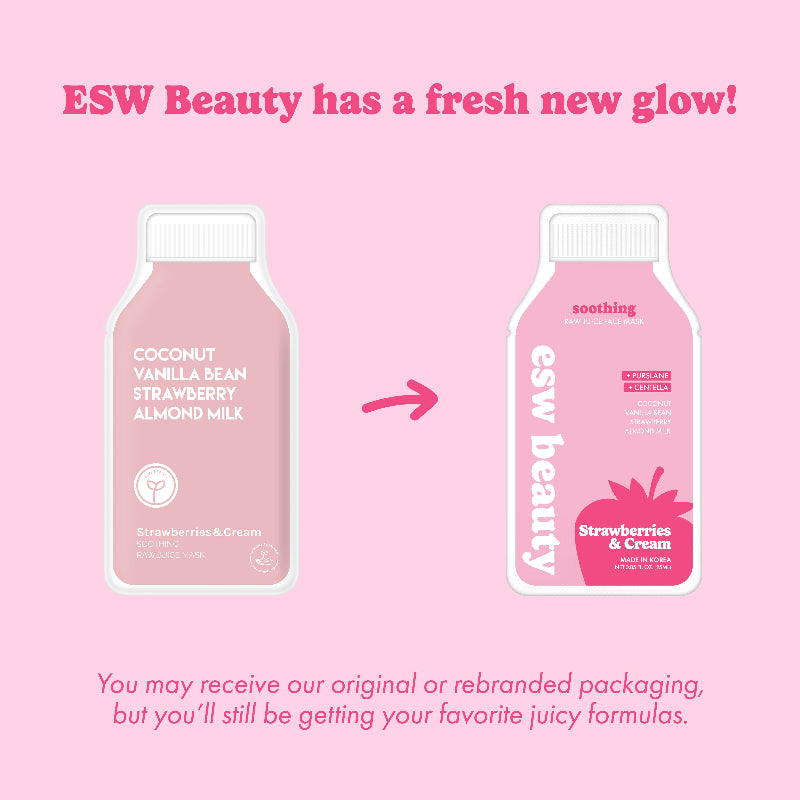 Product packaging with text on a pink background