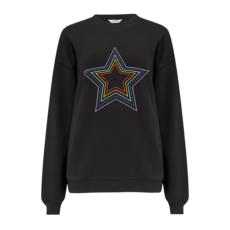 Sugarhill Noah Sweatshirt-Black, Rainbow Star