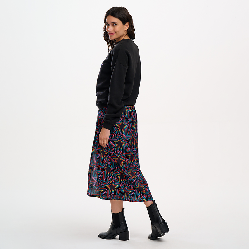 Sugarhill Rosalind Skirt-Black with rainbow start pattern