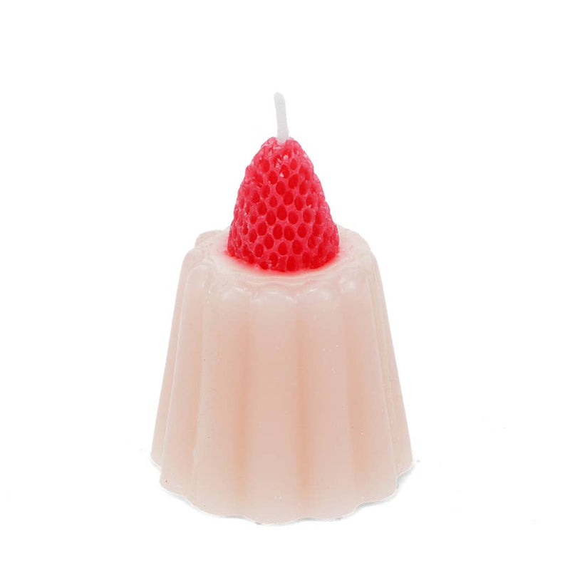 Candle with a red center and white wick on a white background