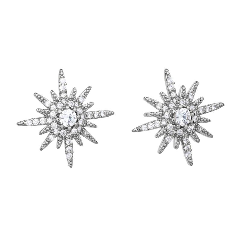 WHITE LEAF CRYSTAL STARBURST EARRINGS