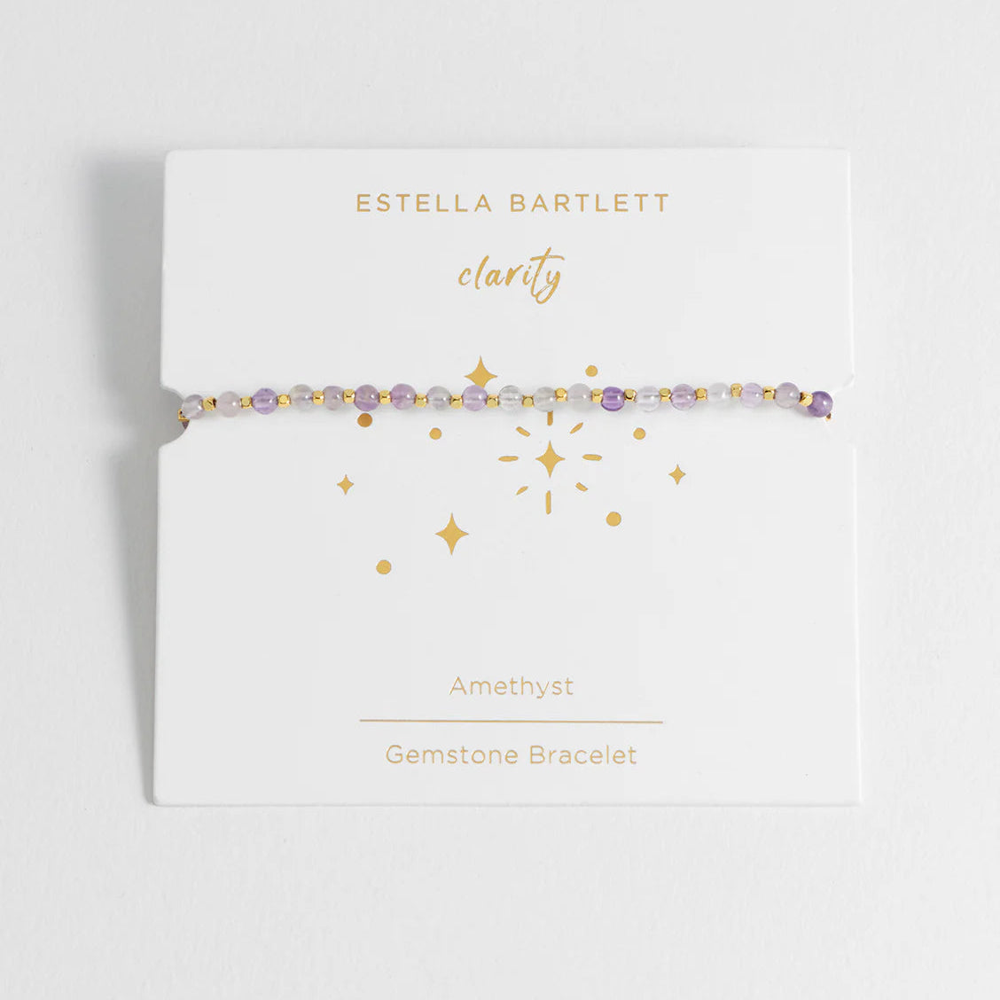 Gemstone bracelet on a branded card with 'Estella Bartlett' branding.