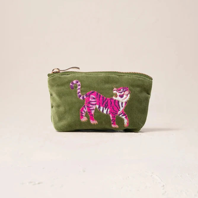 Elizabeth Scarlett Wild Tiger Velvet Coin Purse