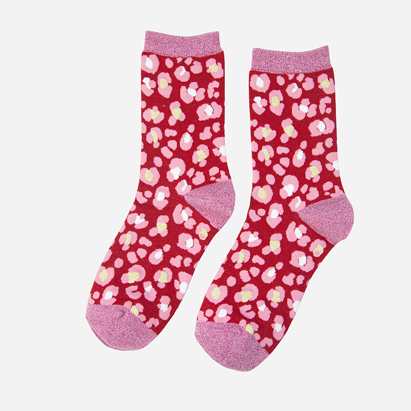 Women's All Over Animal Print with Glitter Bamboo Socks