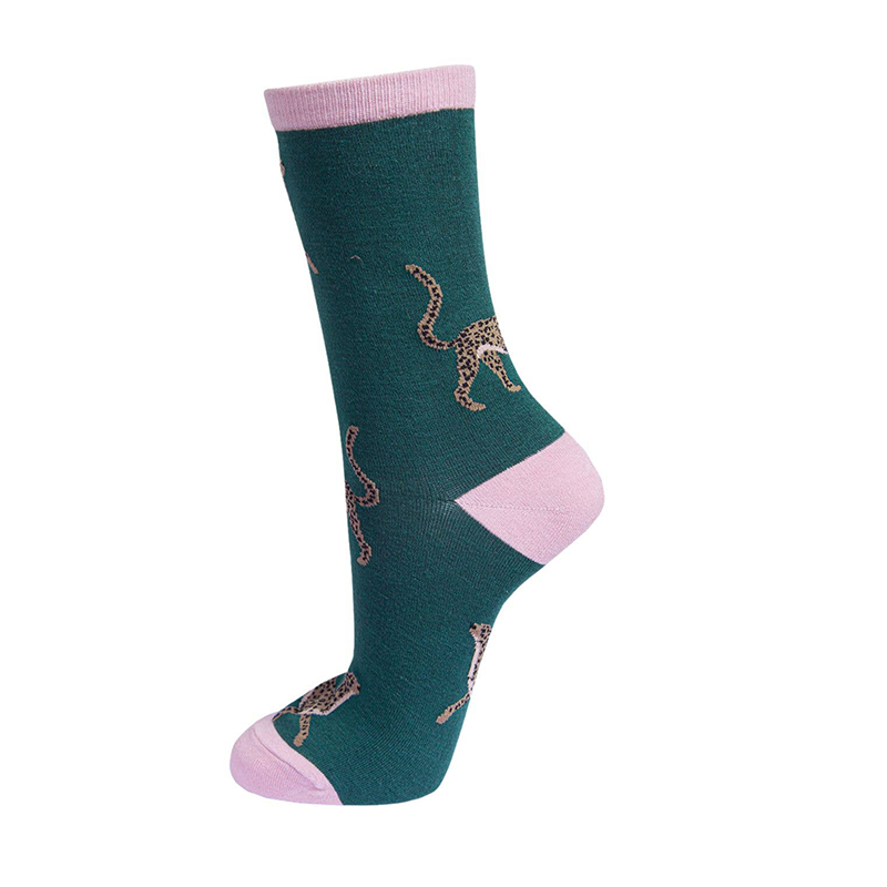 Womens Bamboo Ankle Socks-Cheetah Animal