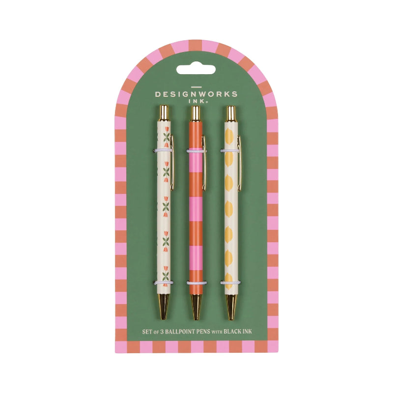 A Dopo Flower, Stripe & Lemon Pen Set