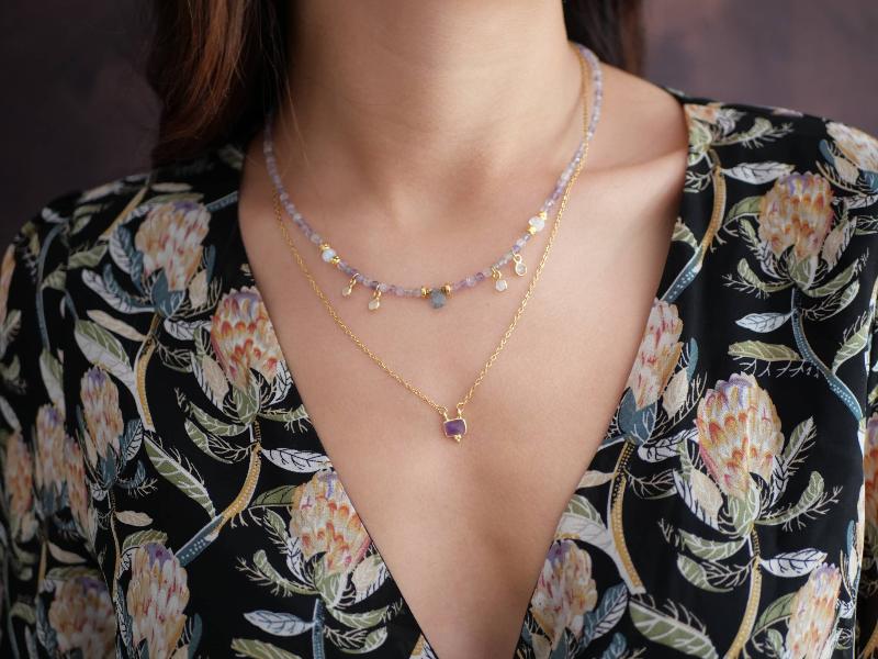 amethyst boho necklace layered