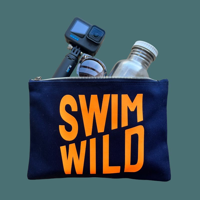 Swim Wild Zip Bag Navy \ Neon Orange 