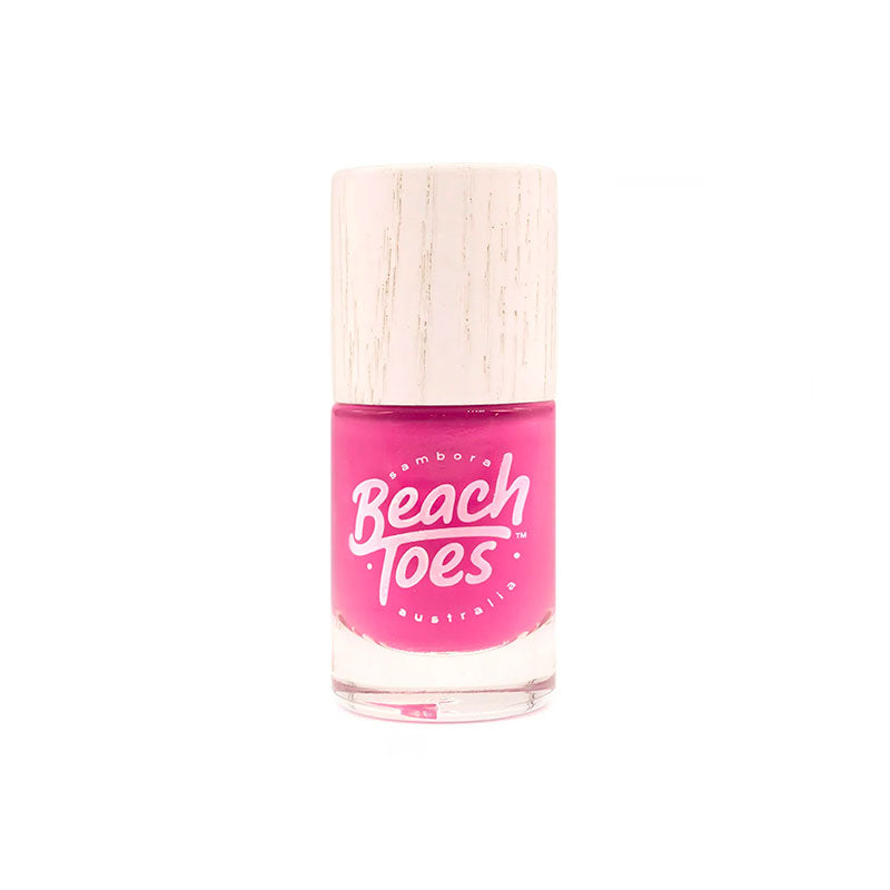 pink nail varnish beach toes