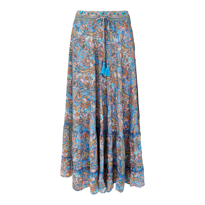 Black Colour maxi boho skirt in blue