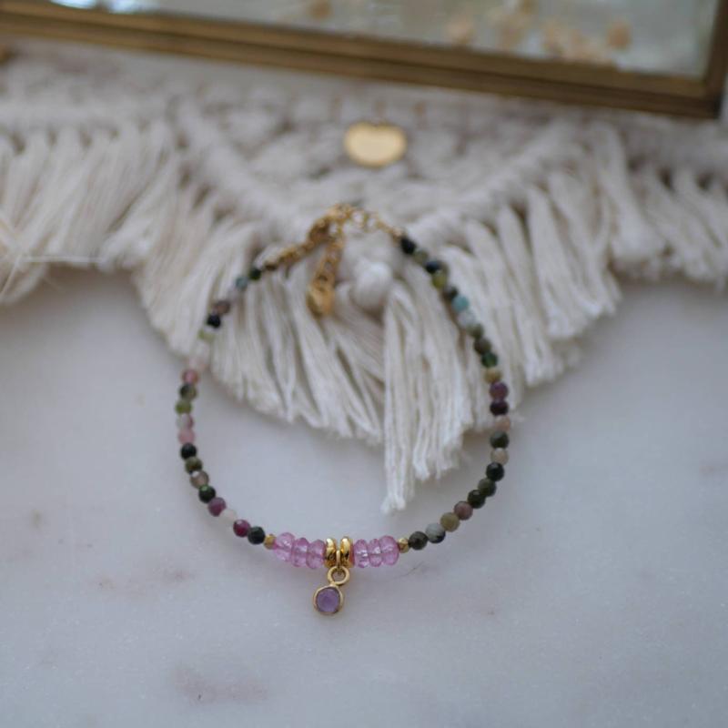 beaded tourmaline gemstone bracelet boho charms