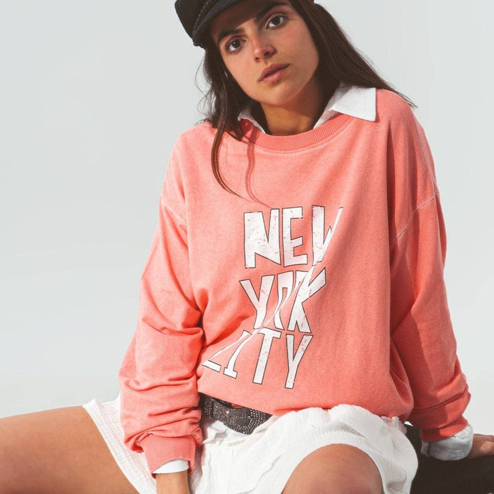 new your city sweatshirt in coral