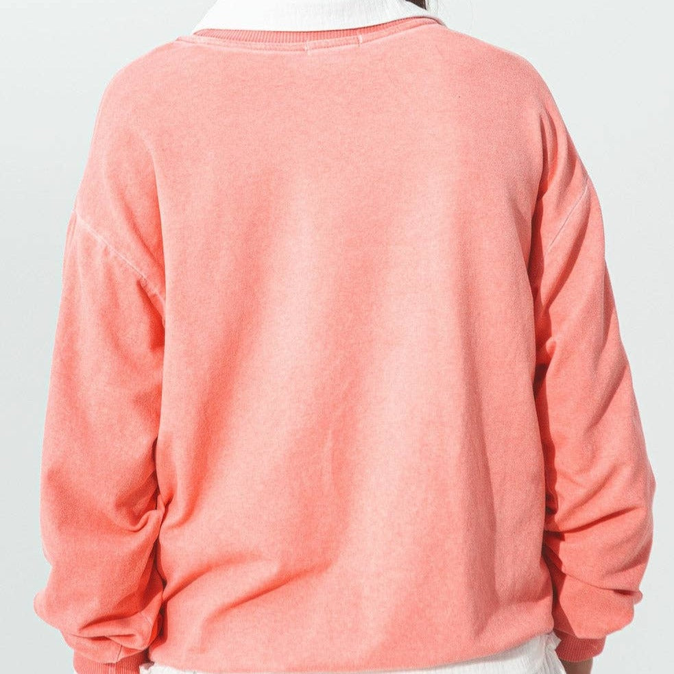 coral sweatshirt back