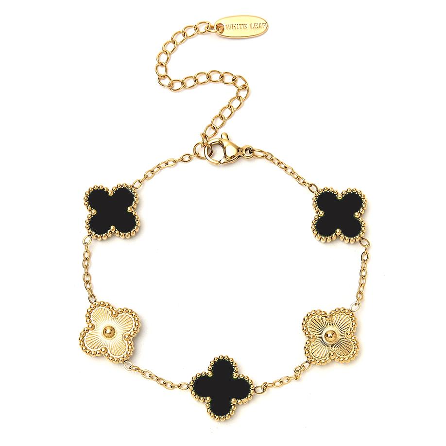 black and gold clover bracelet