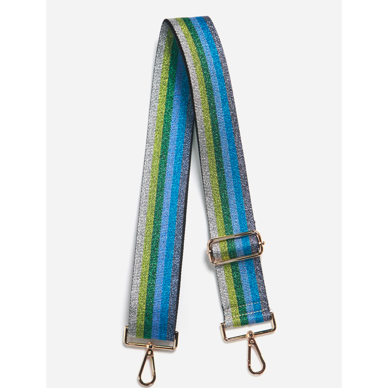 crossbody bag strap glitter stripes of blue and green