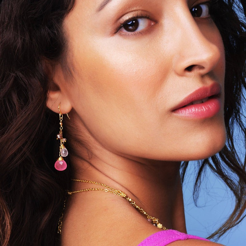 Ashiana Dana Earrings Pink on model