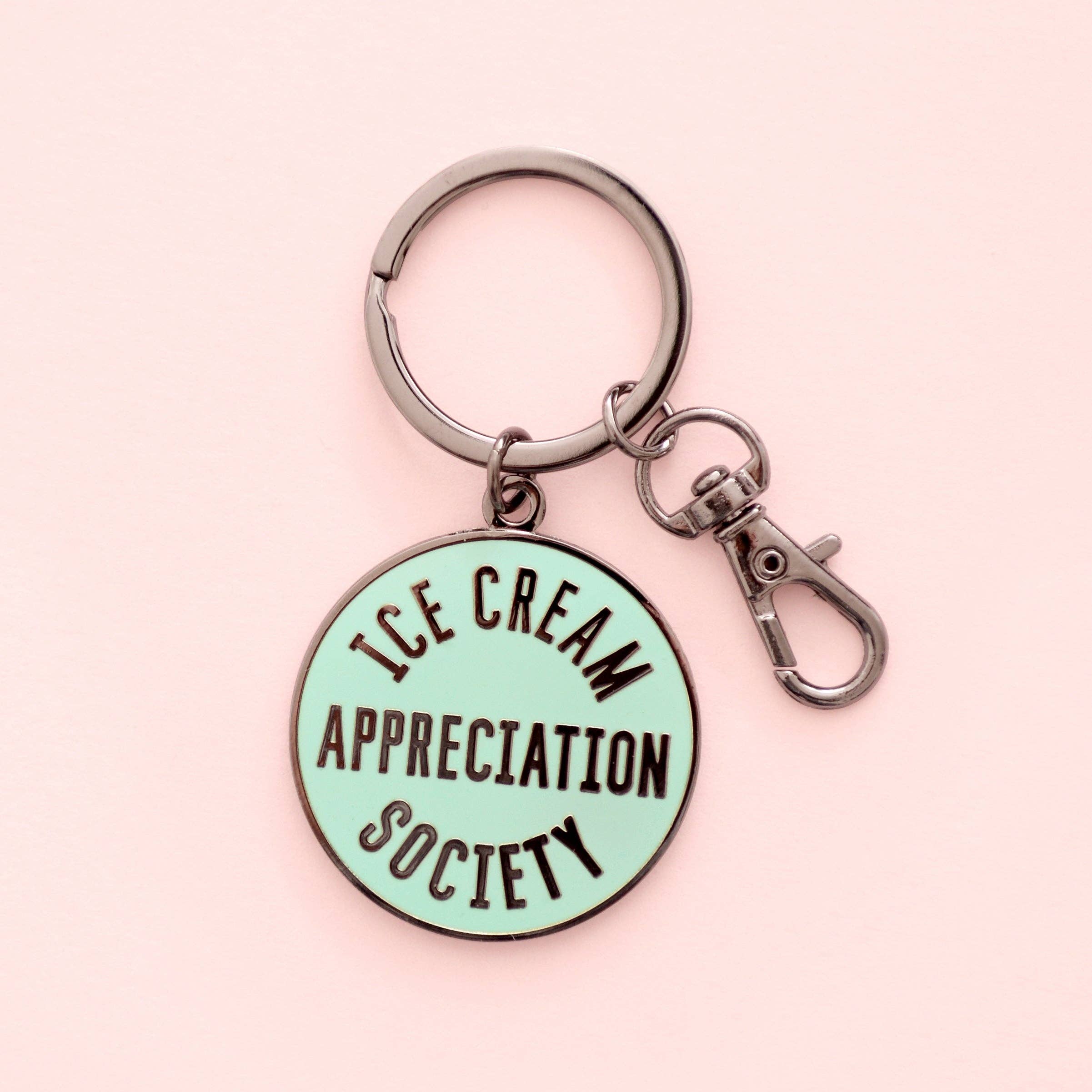 ice cream appreciation society enamel keyring