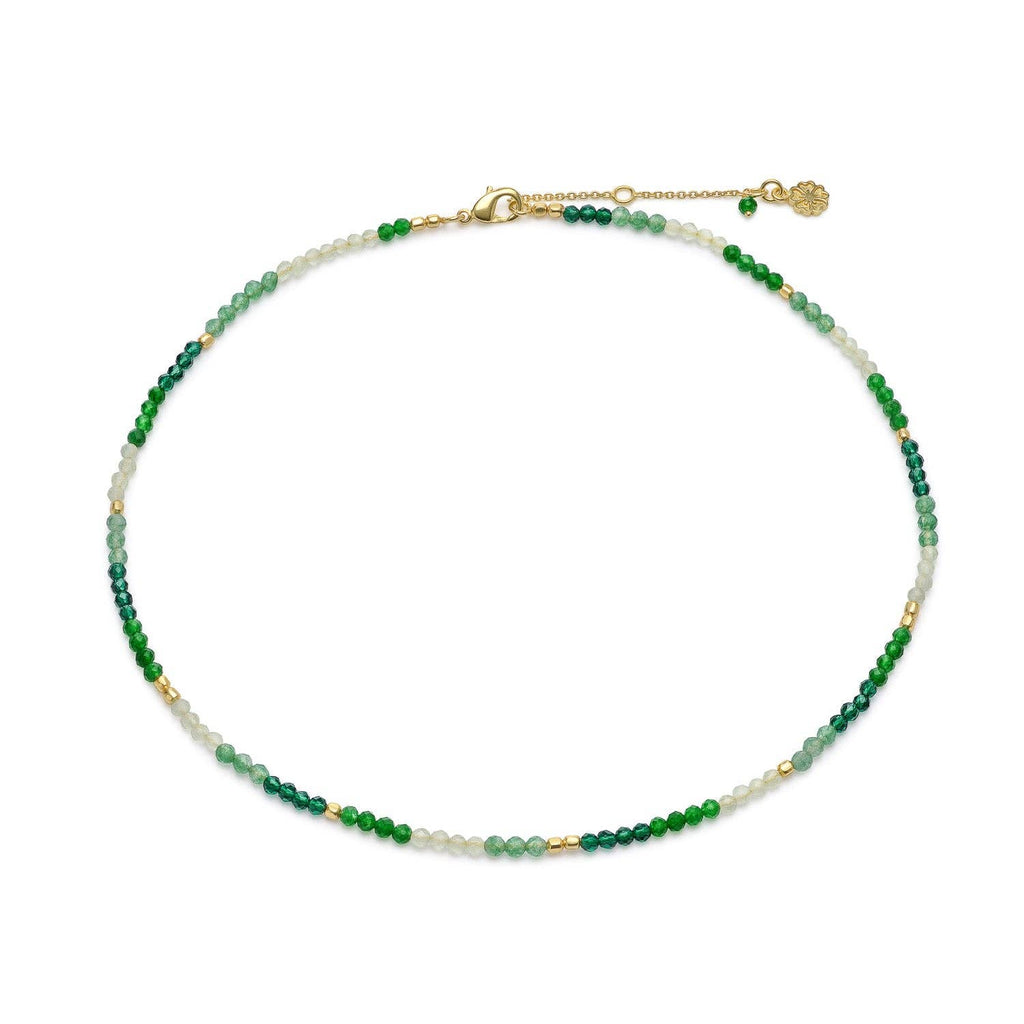Azuni London Milos Mixed Gemstone Beaded Necklace: Green Mix