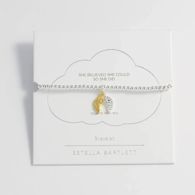 estella barlett silver bead bracelet with wong charms