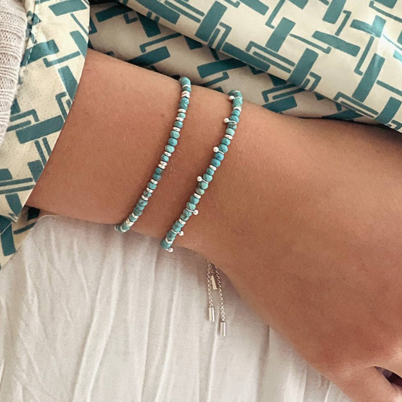 Boho Betty Harmony Turquoise Silver Bracelet on model 