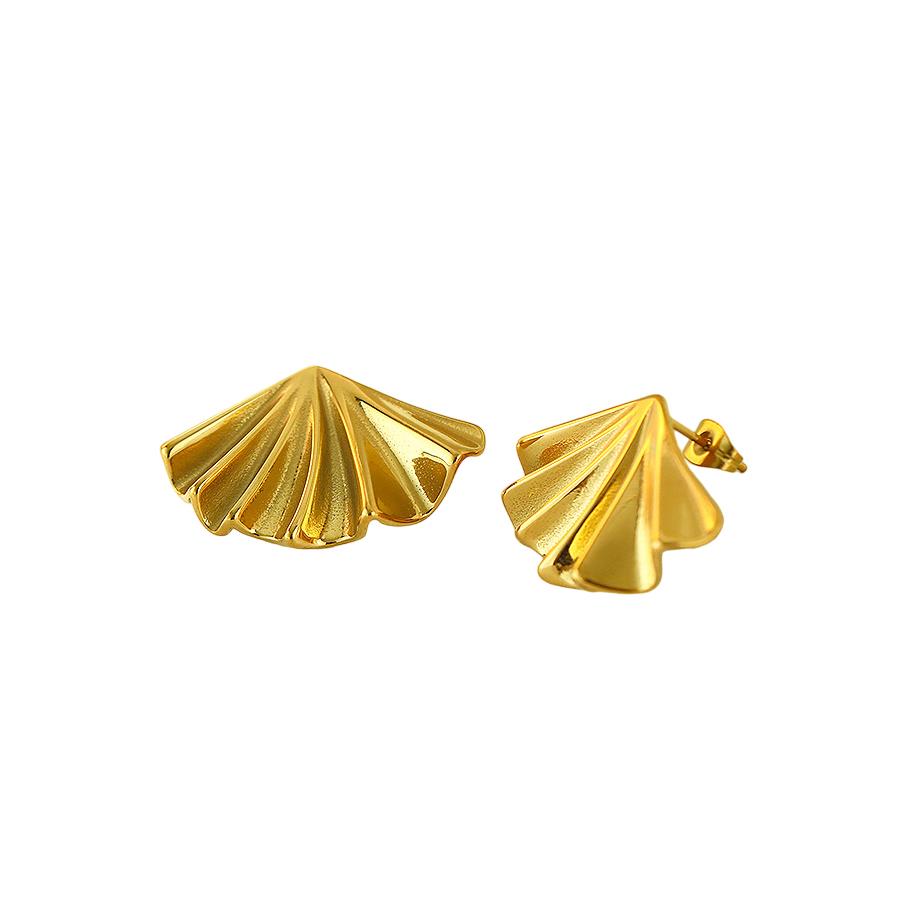 gold concertina shaped earrings