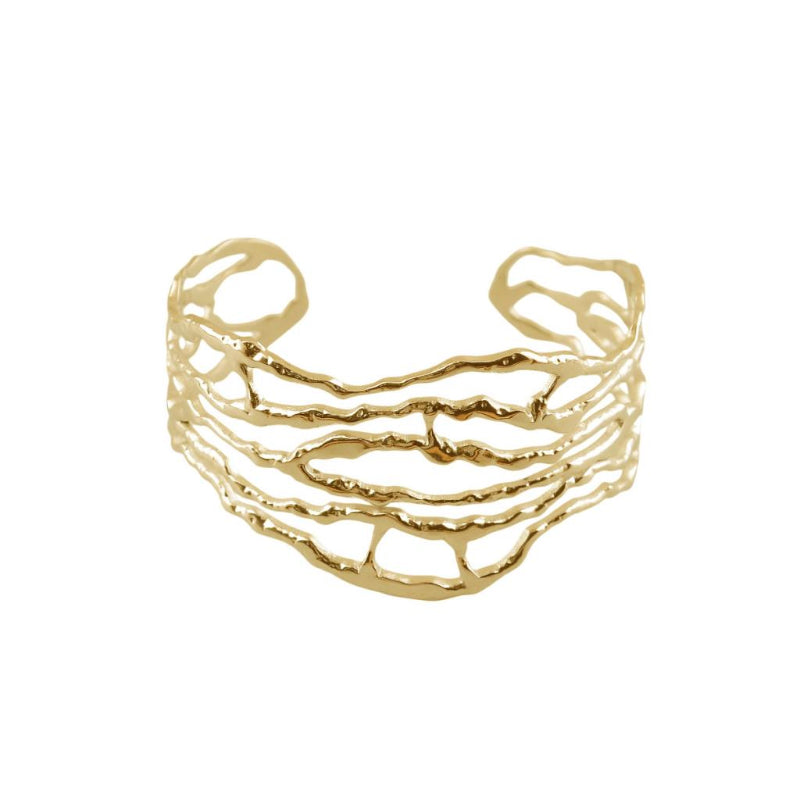 Gold bracelet on a white background