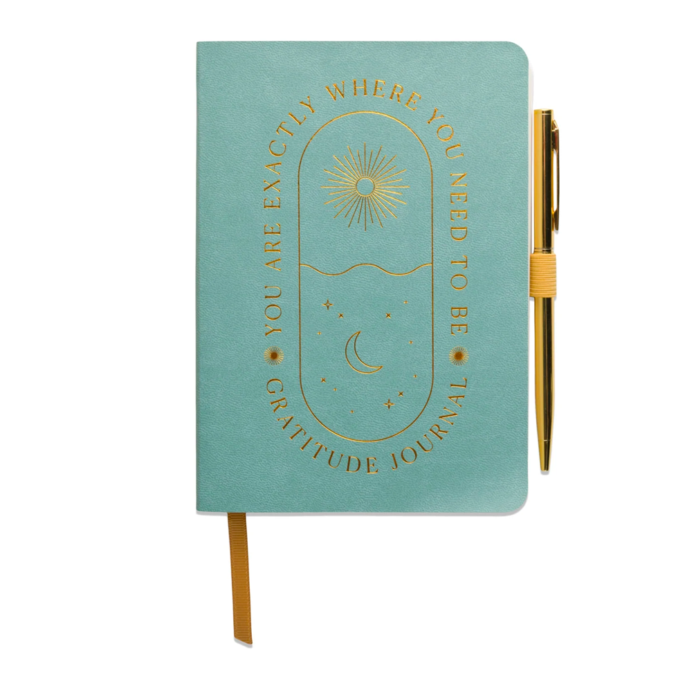 Gratitude journal with pen blue cover