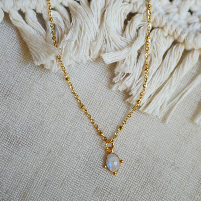 small moonstone pendant necklace gold