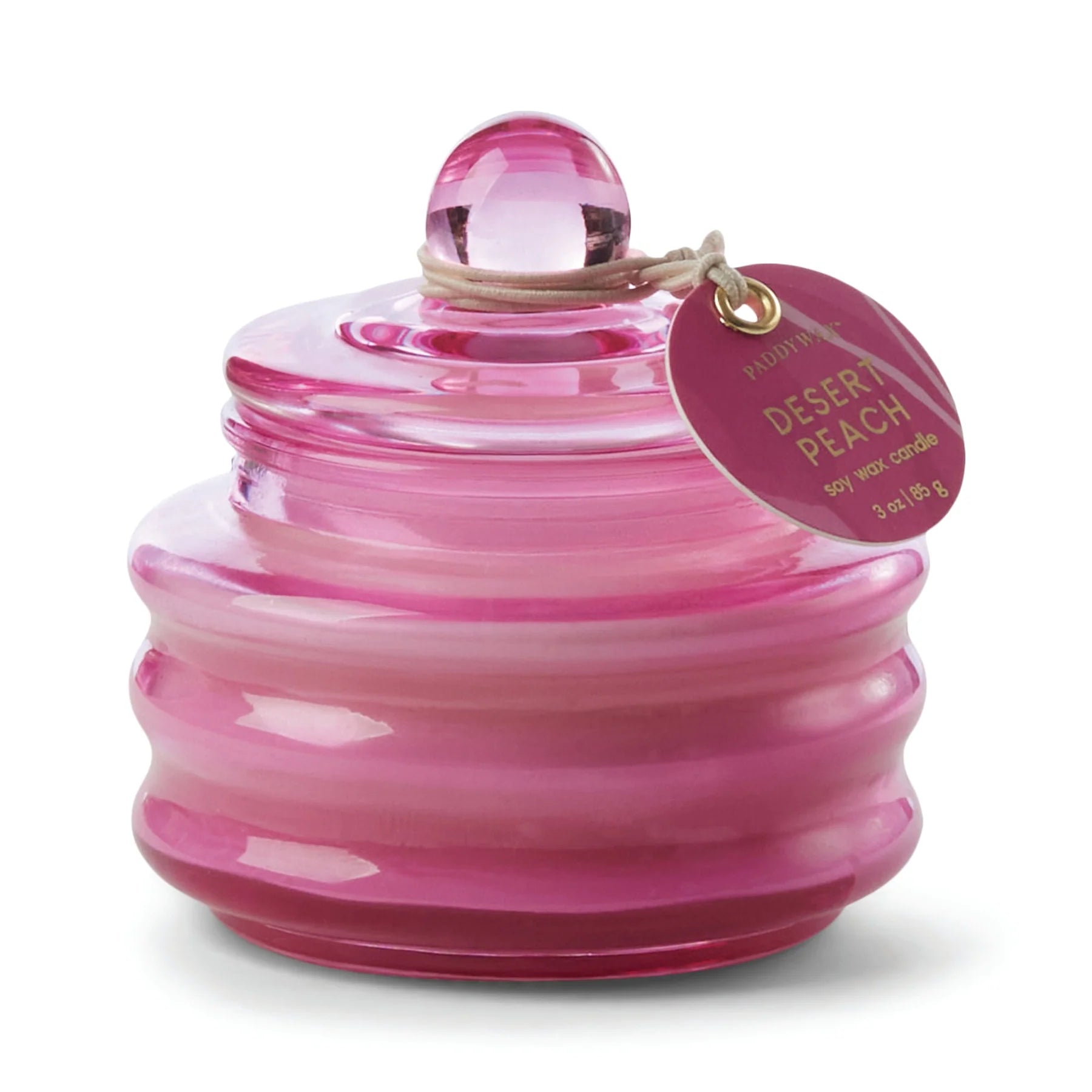 Paddywax glass candle jar in pink