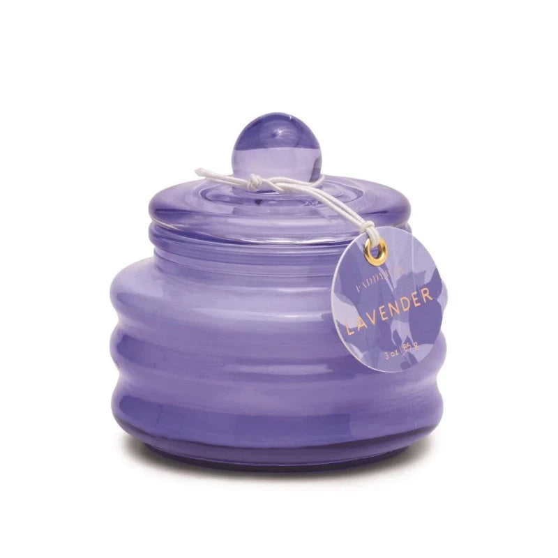 lavender scented candle in pretty glass jar with lid 